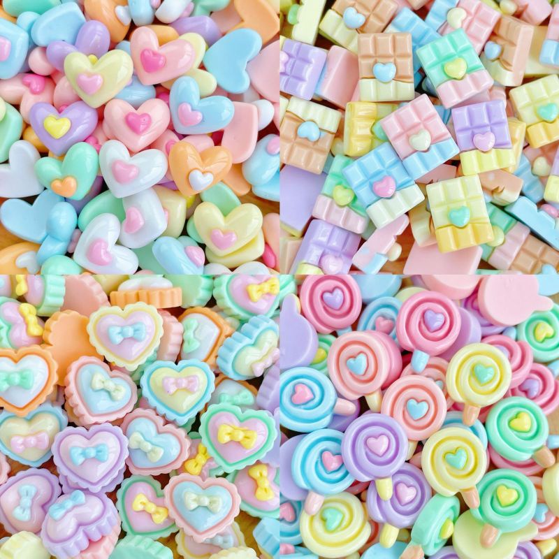 10PCS/SET Bright Mini Colorful Candy Love Chocolate Resin Flatback for