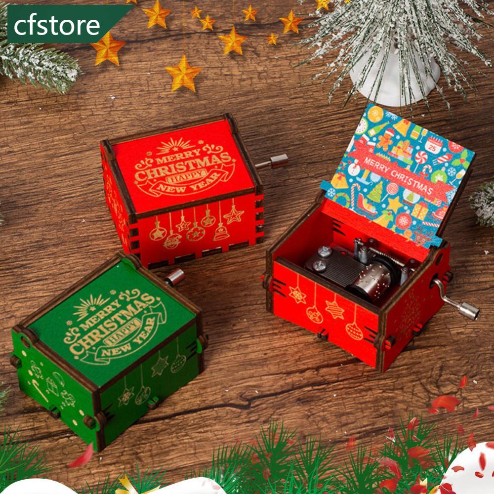 CFSTORE Wooden Carved Music Box Friends Mechanical Christmas Decoration