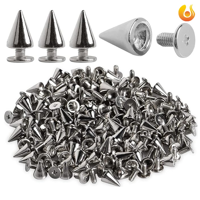 Spike Studs Rivets For Leather – 7x10mm Cone Punk Screw-Back For Jackets & Shoes