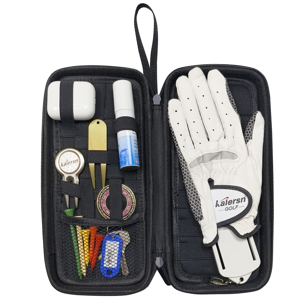 Golfball Tasche Mit Tee-Halter - Organizer Für Bälle & Zubehör Schwarz
