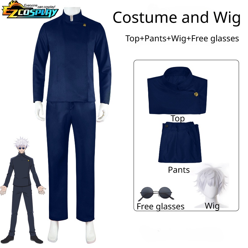 Jujutsu Kaisen Season 2 Gojo Satoru Cosplay Costume Short Wig Glasses ...