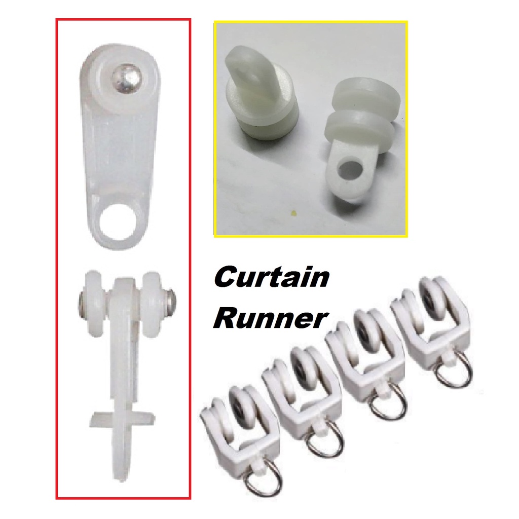 CURTAIN RUNNER TRACK RODA BIJI RAIL LANGSIR GLIDERS RUNNERS SLIDER BATHROOM WINDOW DRAPERY