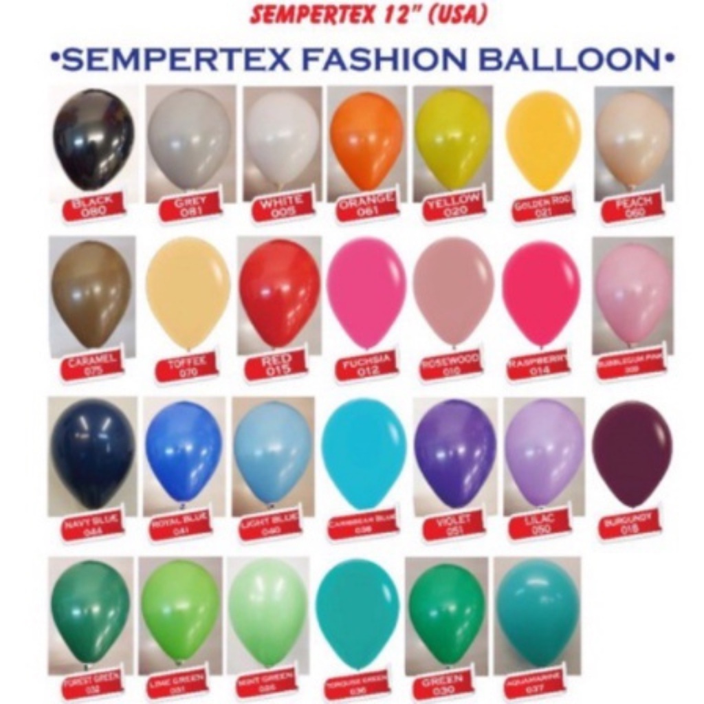 50pcs Sempertex 12'' Non Metallic Plain Round Latex Colorful Balloon ...