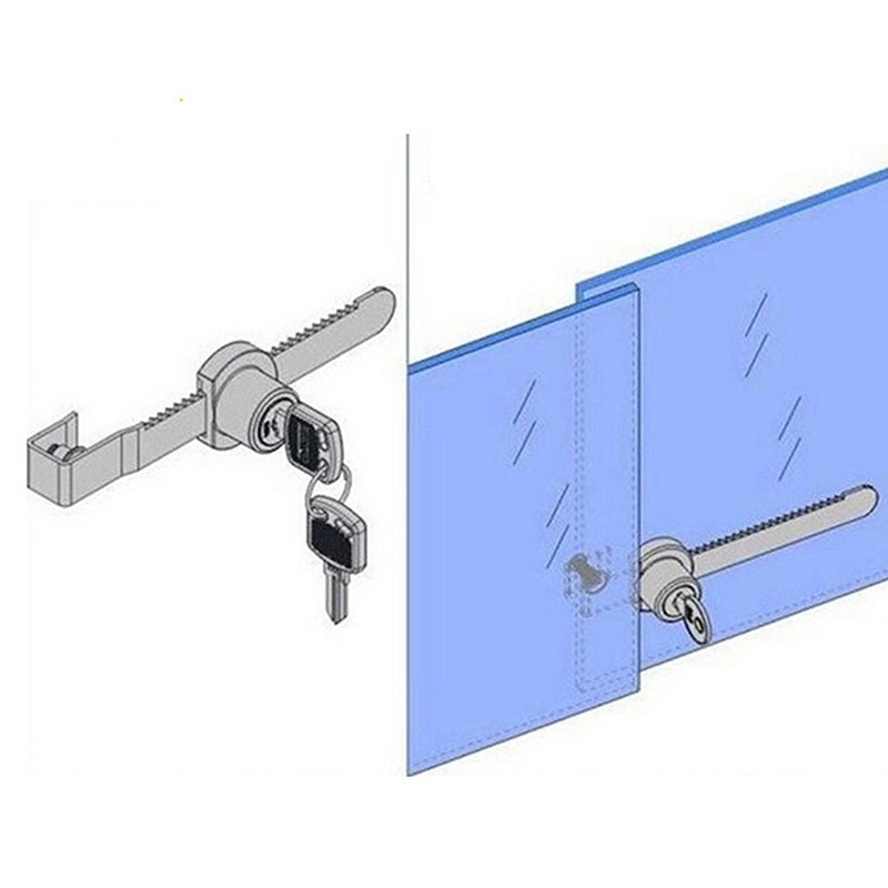 Key Sliding Window Glass Lock with Key for Mobile Showcase