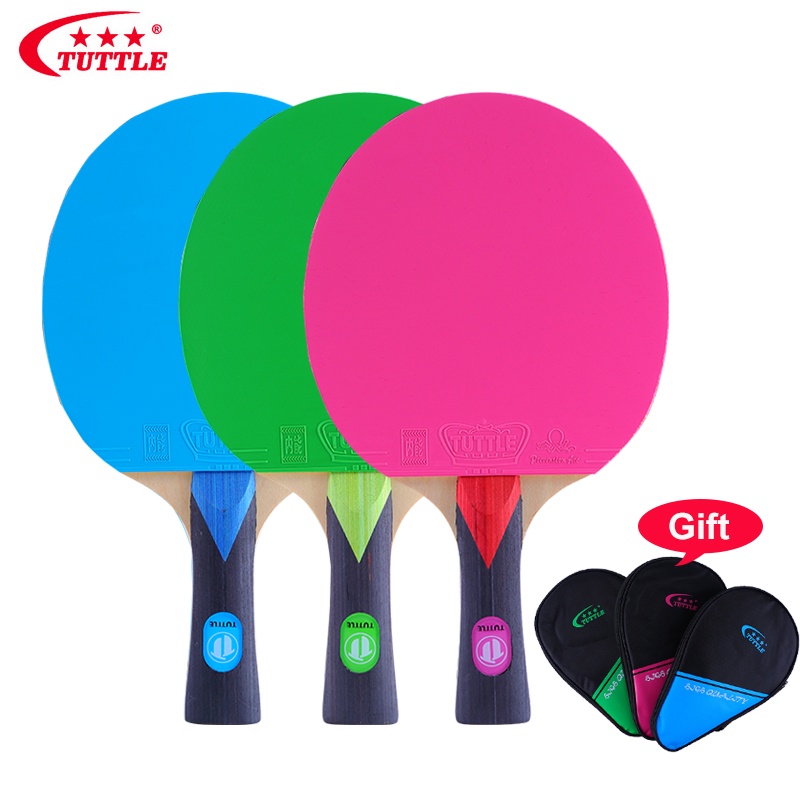 TUTTLE Colorful Table Tennis Single Racket 5-Ply Wood + 2-Ply Carbon ...