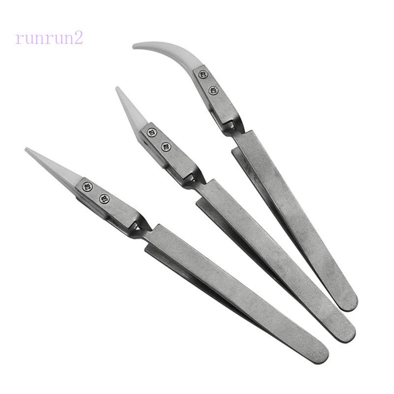 RUN Reverse Tweezers for Electronic Soldering 3 PCS for Cross Locking
