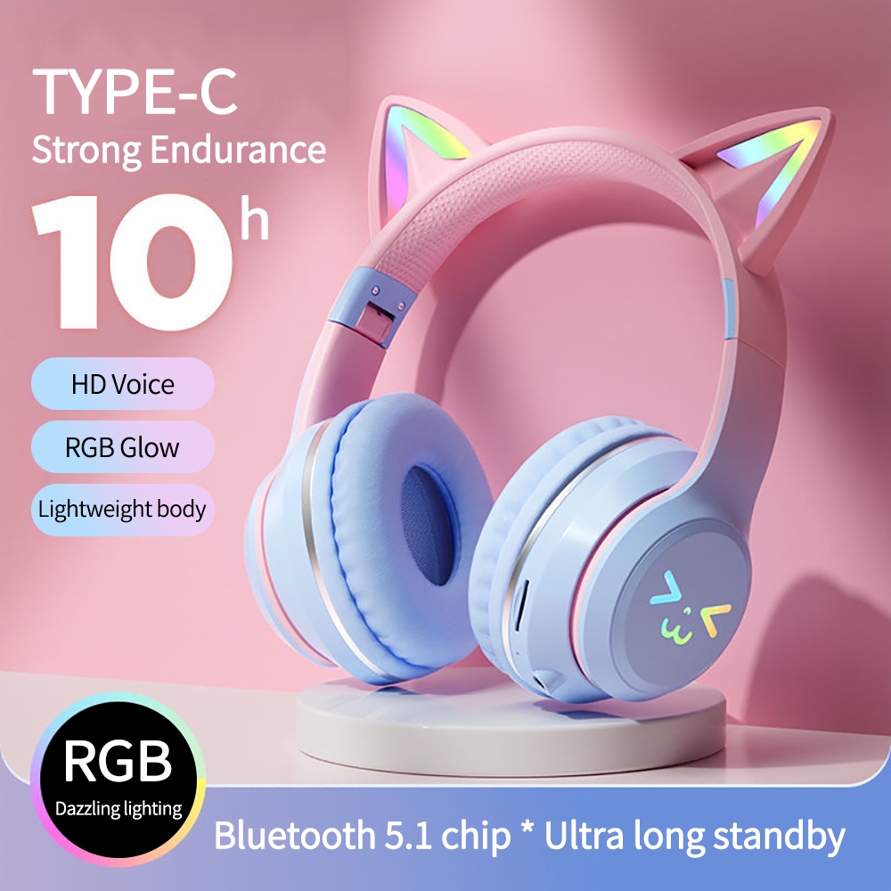 BT612 gradient cat ear bluetooth headset wireless headband music