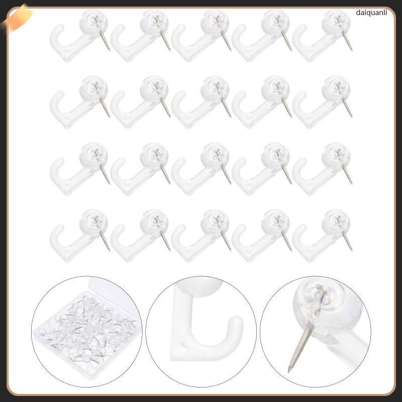 50 Pcs Alloy Hook Pushpin Tacks And Push Thumb Tacks Wall Hangings