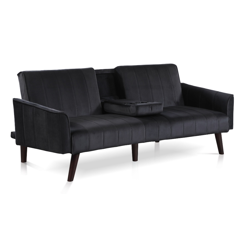 Furniture Direct PETRA 3 Seater Velvet Sofa Bed With Cup Holder Arm