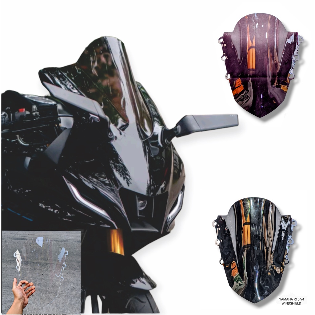 HITAM Yamaha R15 V4 Visor Jenong Model Clear Riben and Solid Black - GP ...