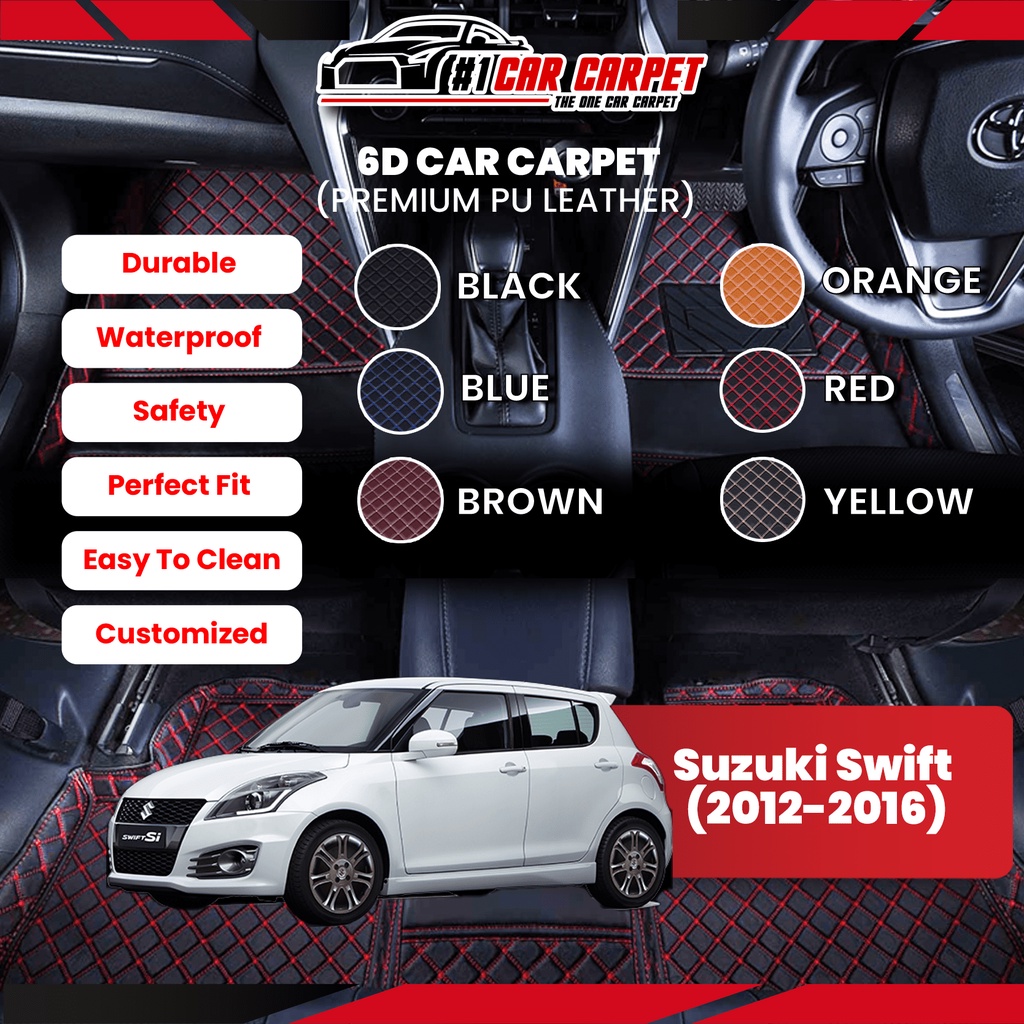 Suzuki Swift (20122016) Vip 6D Car Carpet PU Leather Car Mat Floor Mat