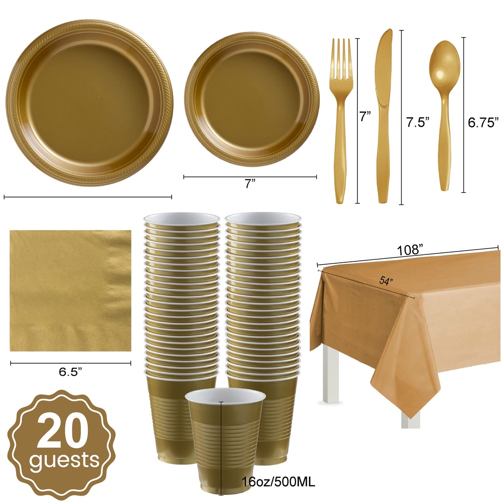 New Gold Monochrome Party Set Disposable Tableware Disposable Plastic