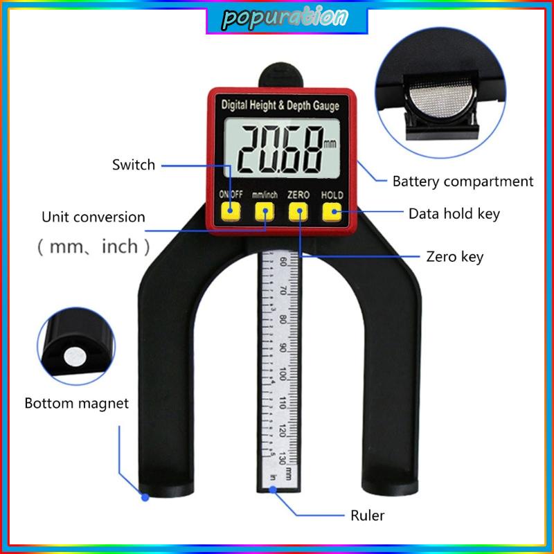 POP Digital Depth Gauge LCD Height Gauges Calipers With Feet