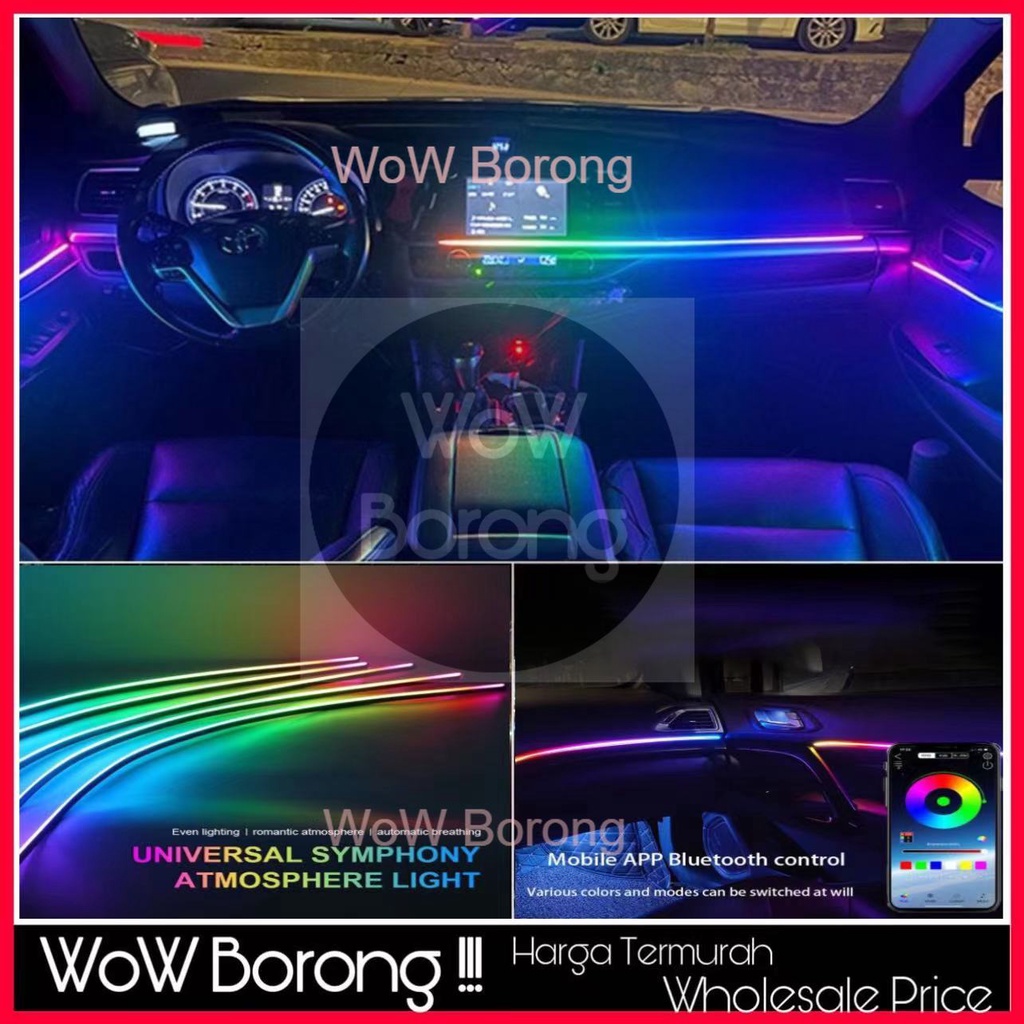 New APP Full Color Streamer Car Ambient Lights RGB Universal LED ...