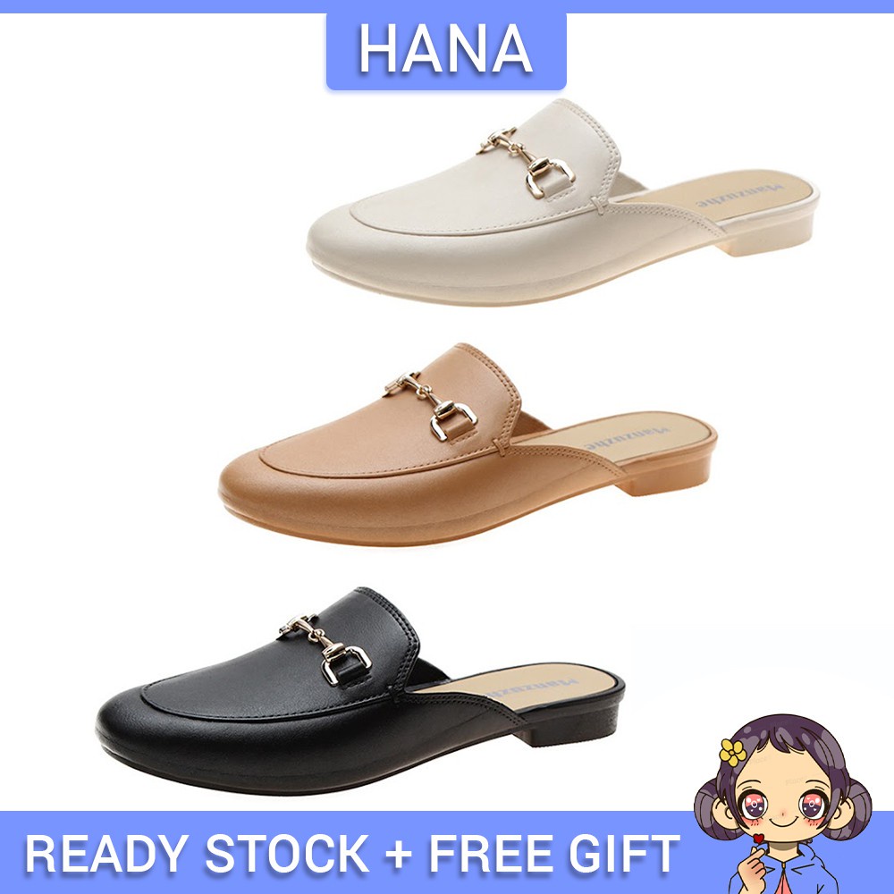 HANA Women Slip On Ready Stock Flat Mules Loafer Work Office Shoes