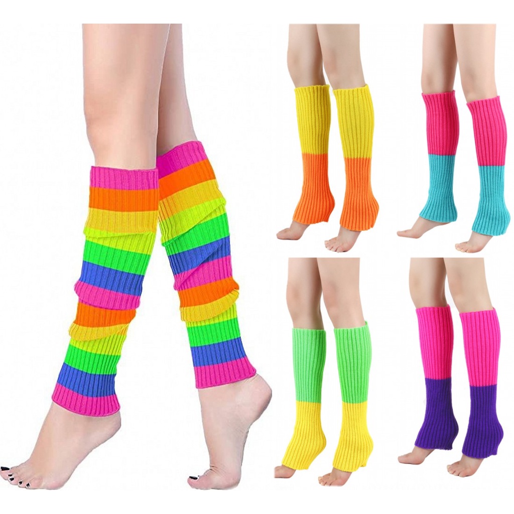1 Pair Leg Warmer Winter Supplies Workmanship Rainbow Exquisite Household  Accessories Dance Stocking Knitted Sock Party Costume