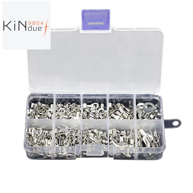 Kit De 320 Bornes électriques Non Isolées (10 Types) - Raccordements Câble En Laiton, Types Anneau, Fourche, U