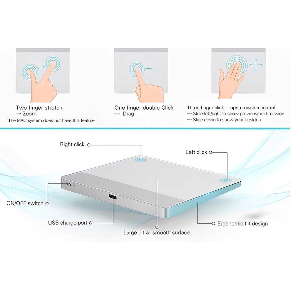 Jomaa Touchpad Mouse for PC Bluetooth Trackpad Mouse with Multi-Touch ...