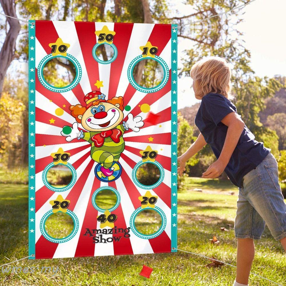 WMES1 Childrens Bean Bag Toss Games, Clown Flag Throwing Bags, Funny