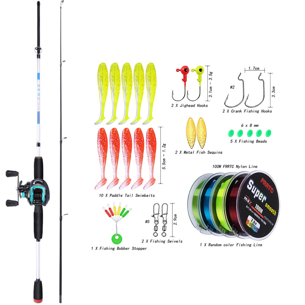 Fishing Rod and Reel Combo 1.8m-3.6m Carbon Fiber Max Pull 3.5kg Lure Rod  and 5.2:1 Gear Ratio Spinning Reel for Bass Pesca 1.8M and DC2000
