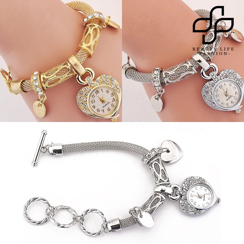 Beautylife Fashion Women's Love Heart Bracelet Watch Charm Band Analog