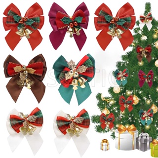 4pcs Christmas-themed Imitated Linen Butterfly Bow Bell Shaped