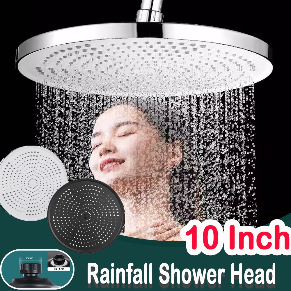 【Ready Stock】Universal 10inch Pressurized Shower Head 360° Rotating