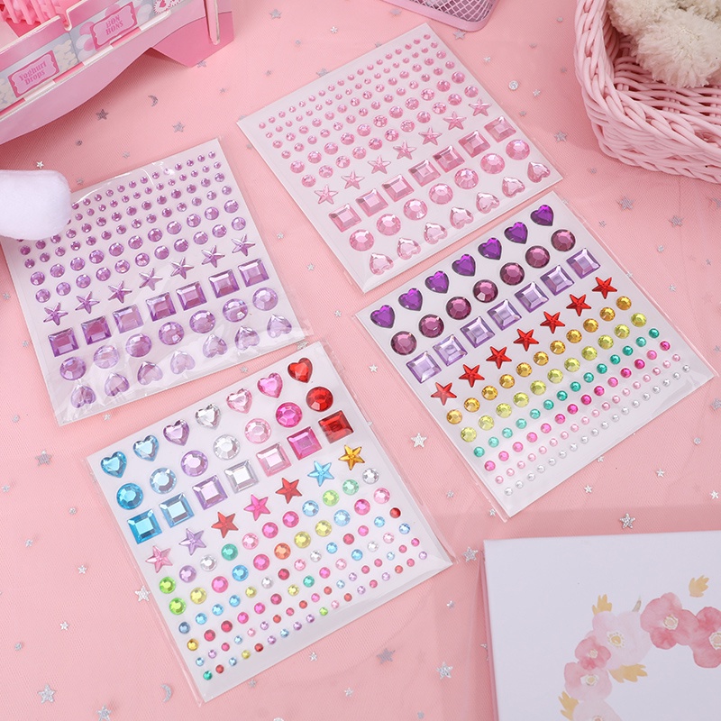 114 Pcs Multicolor 3D Crystal Diamond Stickers Decorative DIY ...
