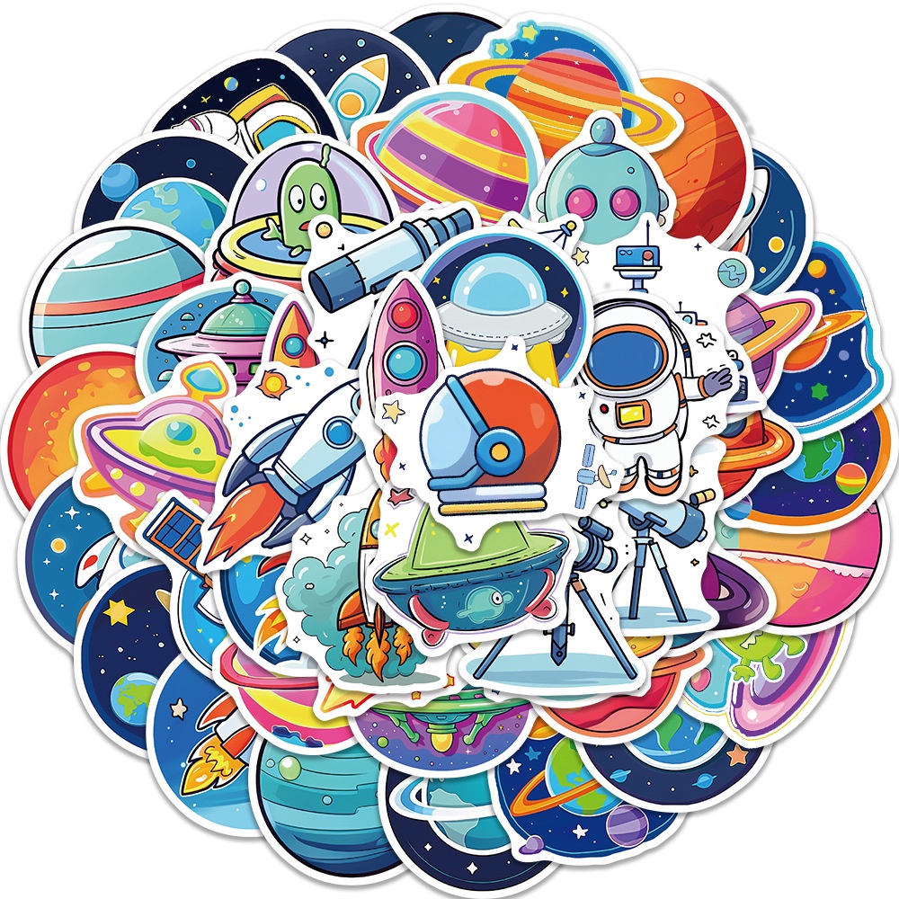 50PCS Cartoon Hand Drawn Planet Waterproof Graffiti Stickers For Helmet ...