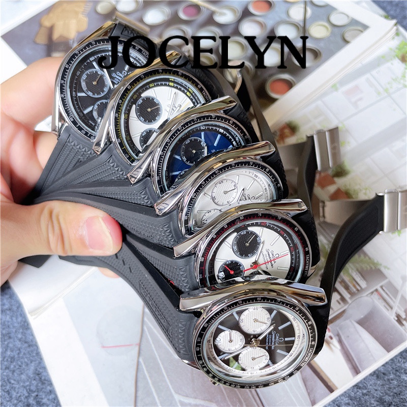 2023 Trendy Men's Watch Rui Watch 40mm Black Rubber Strap Silver Case