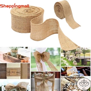 2M/Roll 5CM Natural Jute Burlap Rolls Hessian Ribbon with Lace Vintage  Rustic wedding Decor Ornament Party DIY craft Supplies