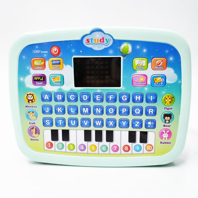 Mainan belajar LED Screen learning laptop piano toy alphabet tablet ...