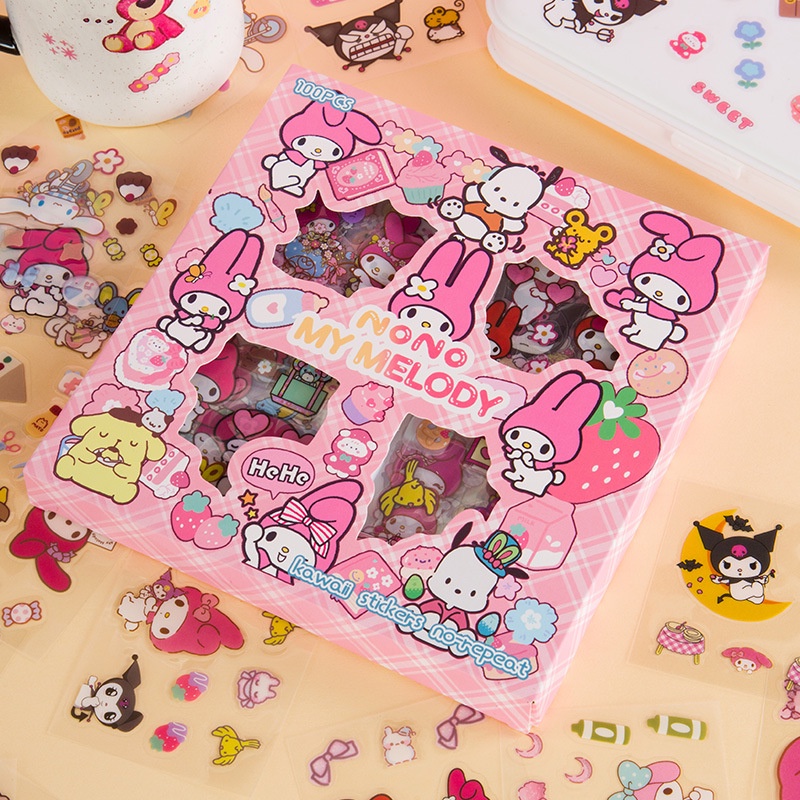 100 PCS/Box Sticker PET Waterproof sticker Japanese Cartoon Pattern ...