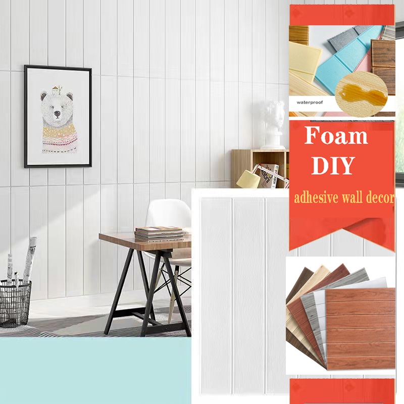 Wallpaper Wooden Decoration Wall Paper Sticker Foam Panner Dinding ...