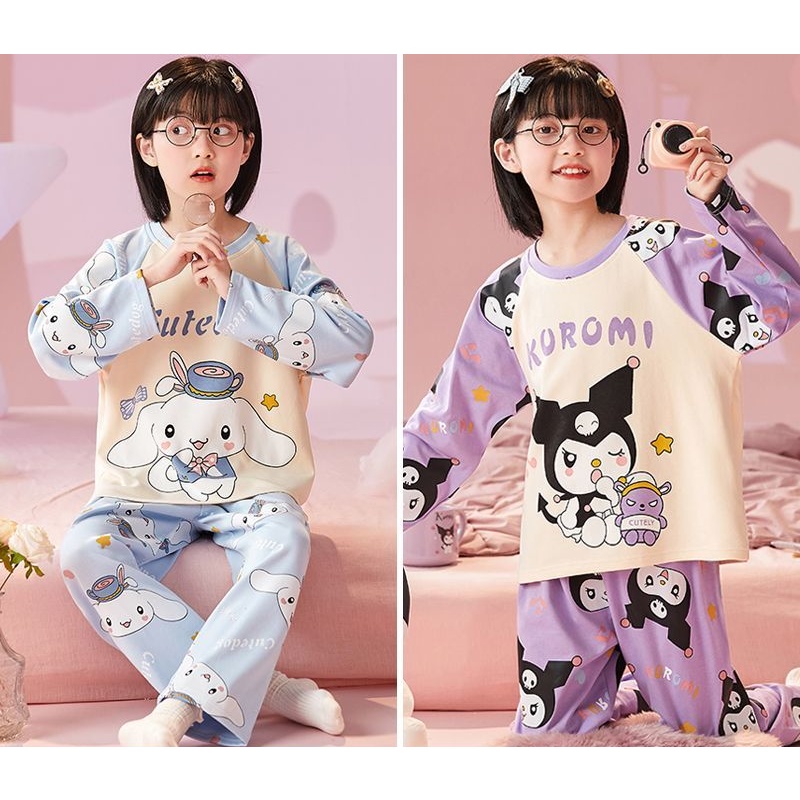3-14 Years Old Kid Girls Kuromi Cinnamoroll Pajamas Long Sleeves and ...