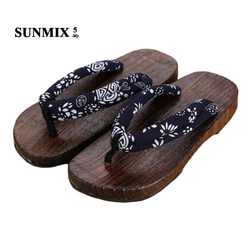 Traditional Japanese Wooden Clogs Shoes Indoor Outdoor Sandals for