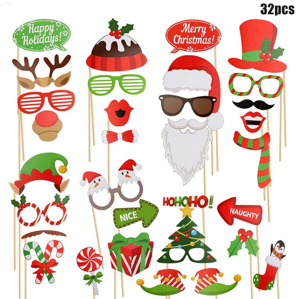 Funny Christmas Selfie Props Set Picture Backdrop Decorations Set ...