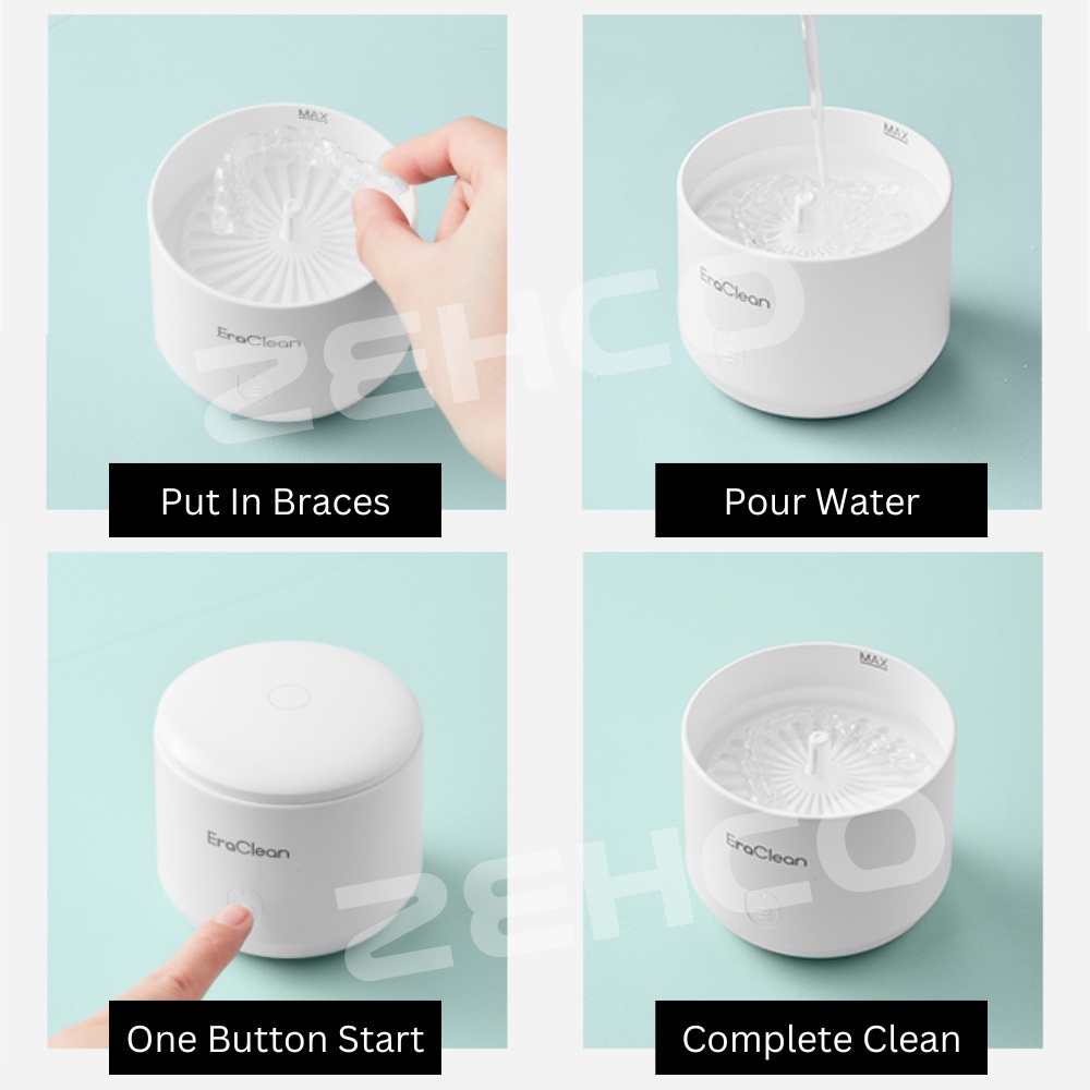 EraClean Braces Ultrasonic Cleaner 39000Hz Vibration With UVC