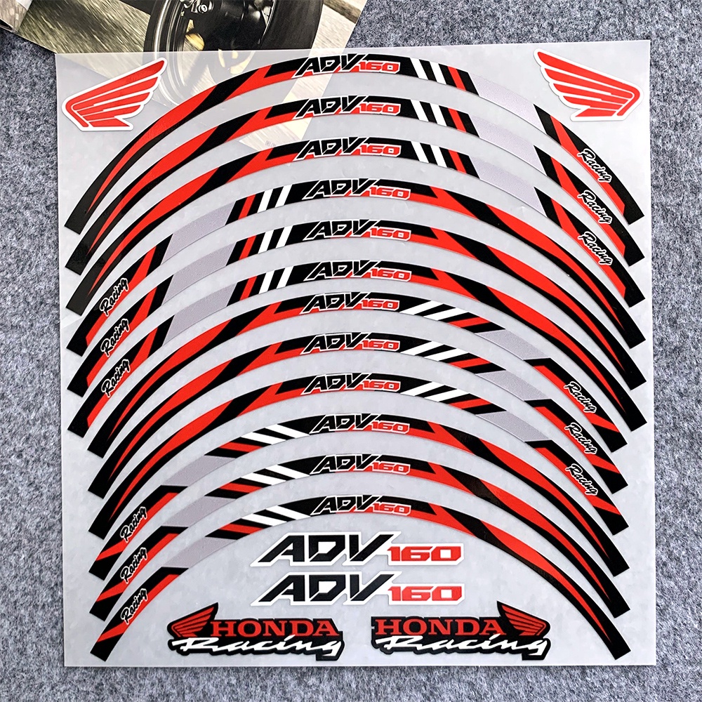 ADV 160 Reflective Motorcycle Wheel Sticker Rim Hub DecalsFor HONDA ADV ...