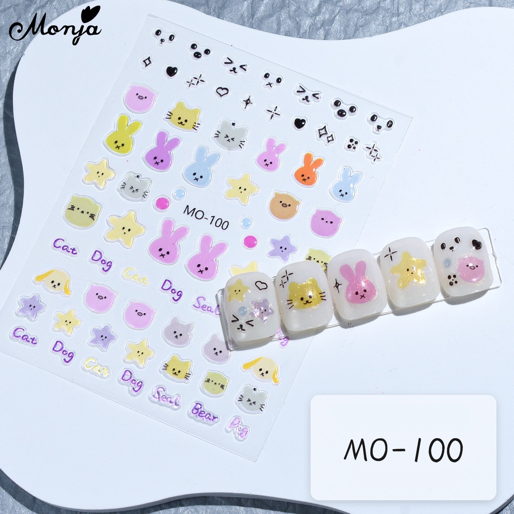 Monja Nail Art Stickers Mixed Cute Jelly Rabbit Bear Flower Frog Self ...