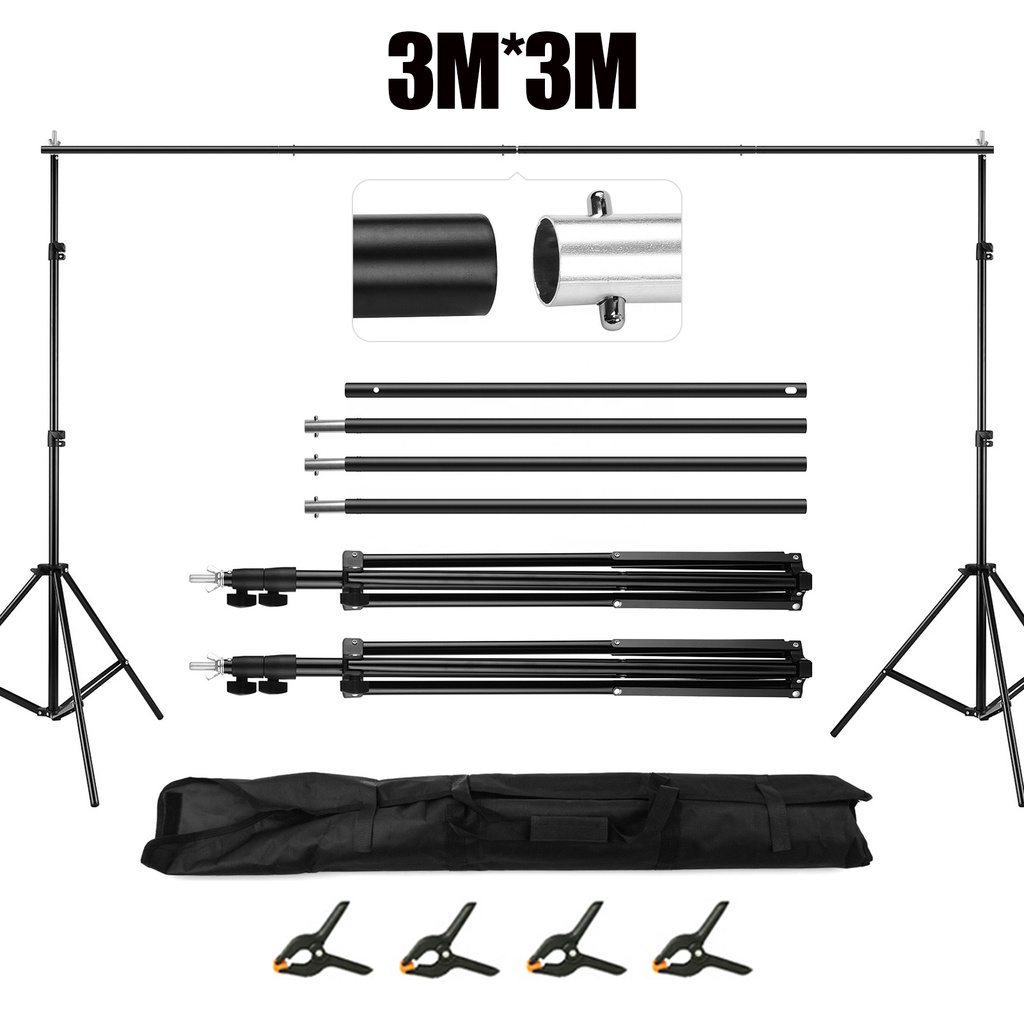 300cm x 300cm* 4 clips /10ft x 10ft Heavy Duty Background Stand
