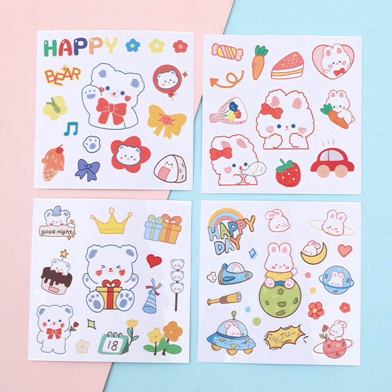 New Cute Children Cartoon diary bottle diy Student sticker | Shopee ...