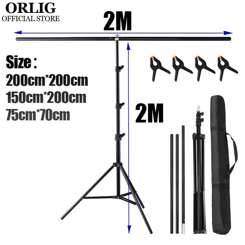 2 x 2 m/6.5ft x 6.5ft T-Shape Backdrop Stand Portable Photo Background ...
