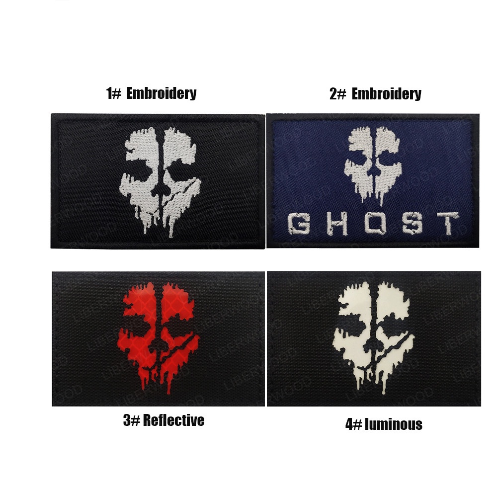 Call of Duty Ghost Mask Embroidery Patch IR Reflective Tactical Morale ...