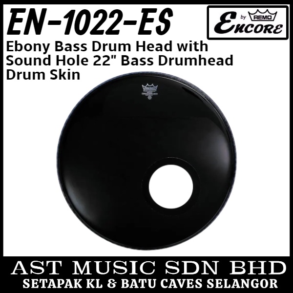 Remo Encore EN 1022 ES Ebony Bass Drum Head with Sound Hole 22 Bass Drumhead Drum Skin Shopee Malaysia