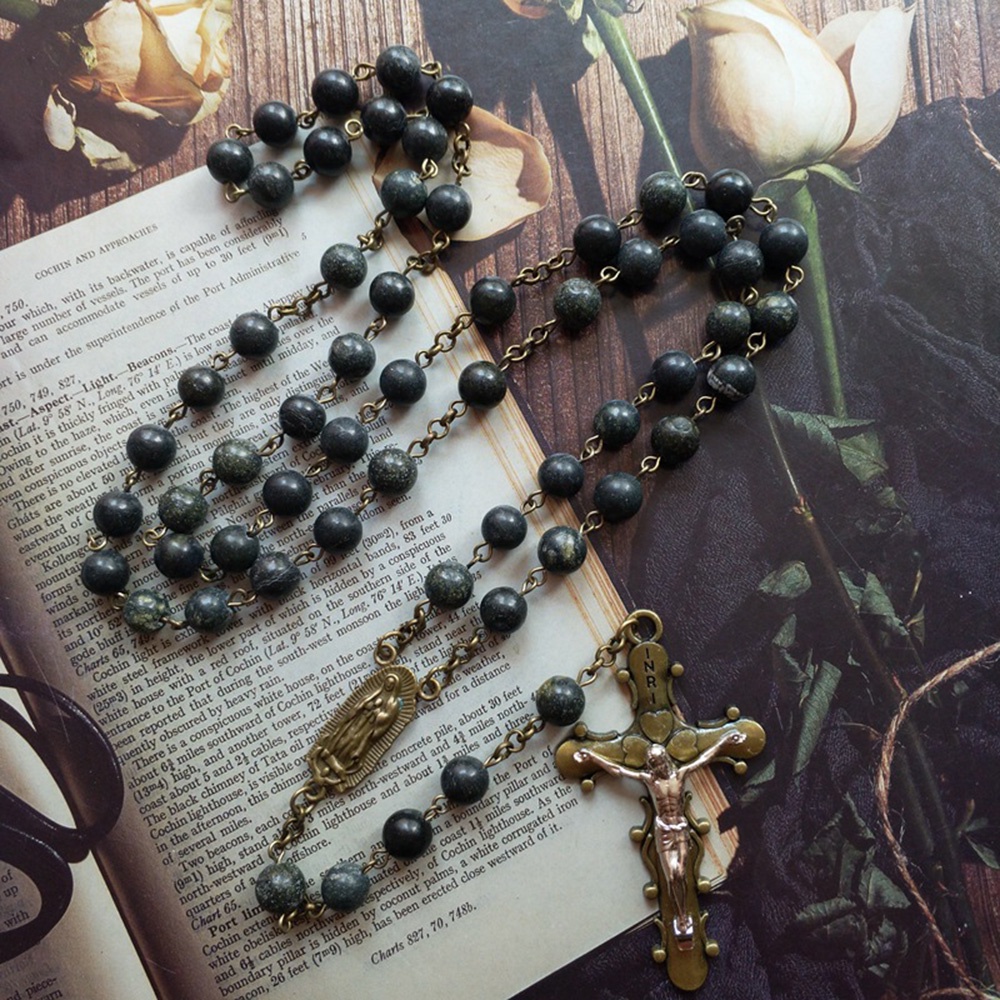 Bronze Color Our Lady of Guadalupe Medal Crucifix Cross Dark Green ...