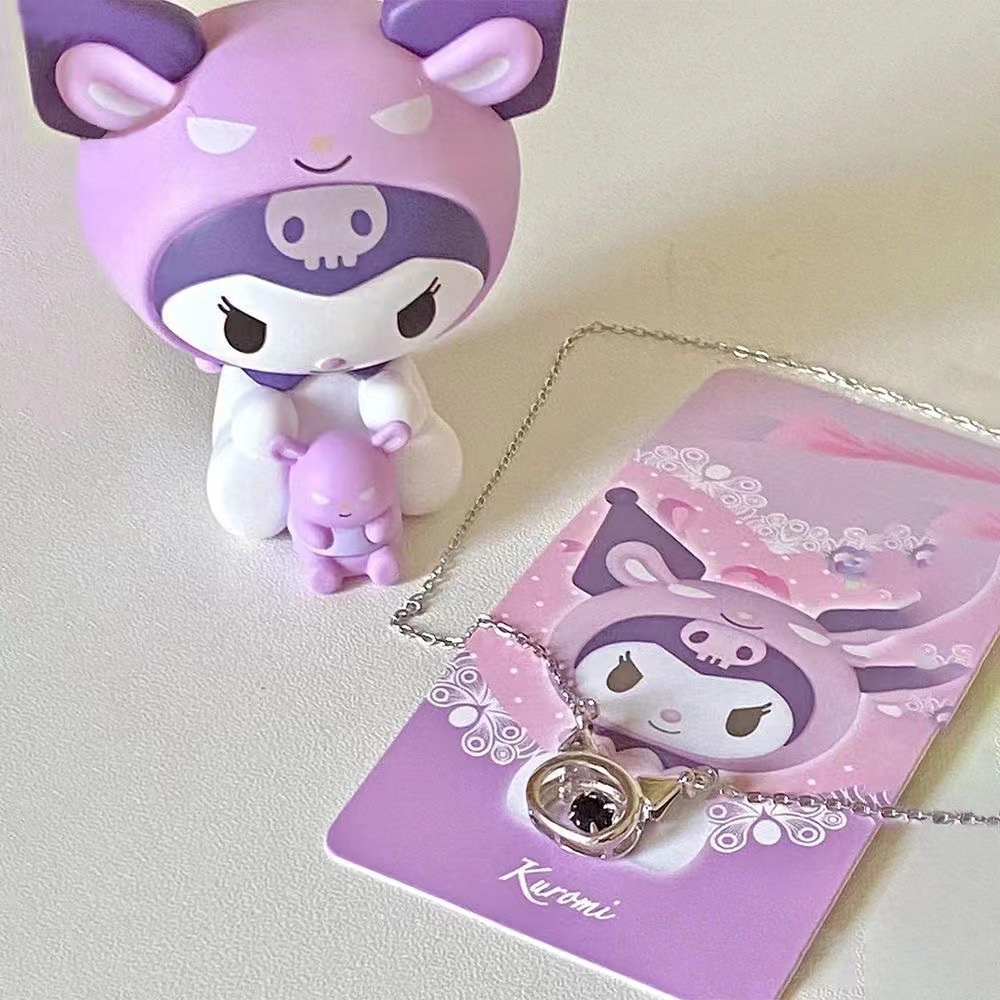 Cartoon Spiritual Kuromi Necklace for Women with Diamond Student