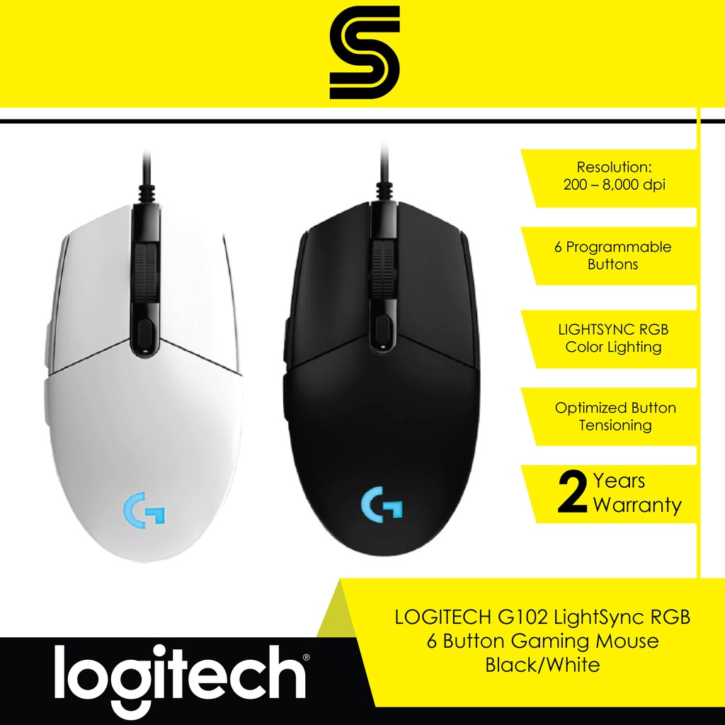 Logitech G102 LIGHTSYNC RGB 6 Button Gaming Mouse