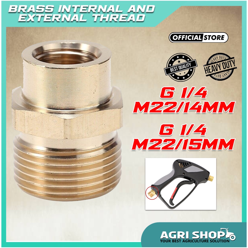 Agrishop Water Jet G1/4 M22-1.5-14MM or 15MM Brass Internal Adaptor ...