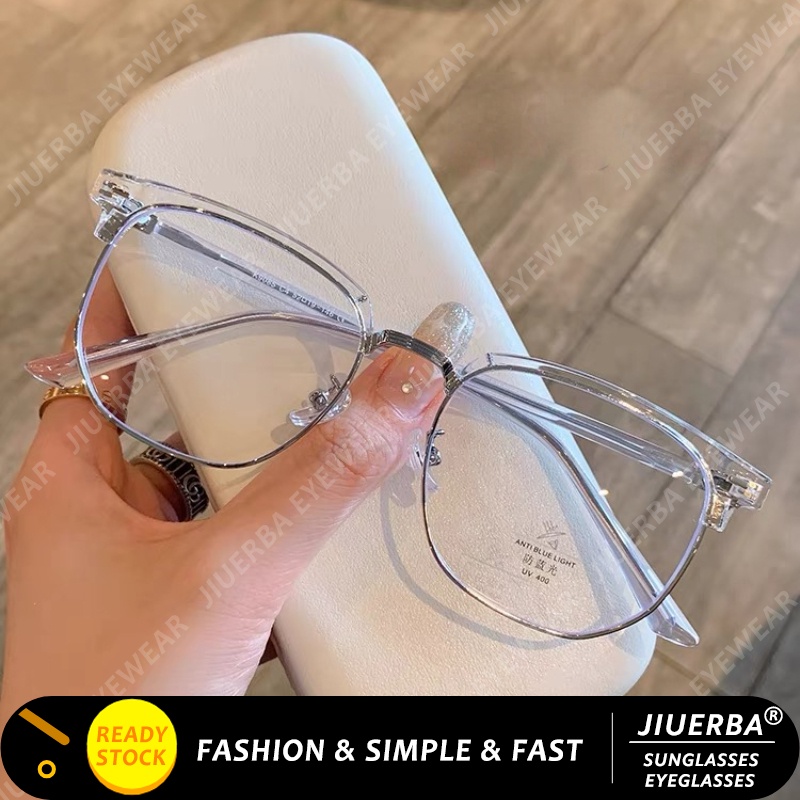 Jiuerba Vintage Anti Blue Eyebrow Frame Eyeglasses Men Korean Fashion